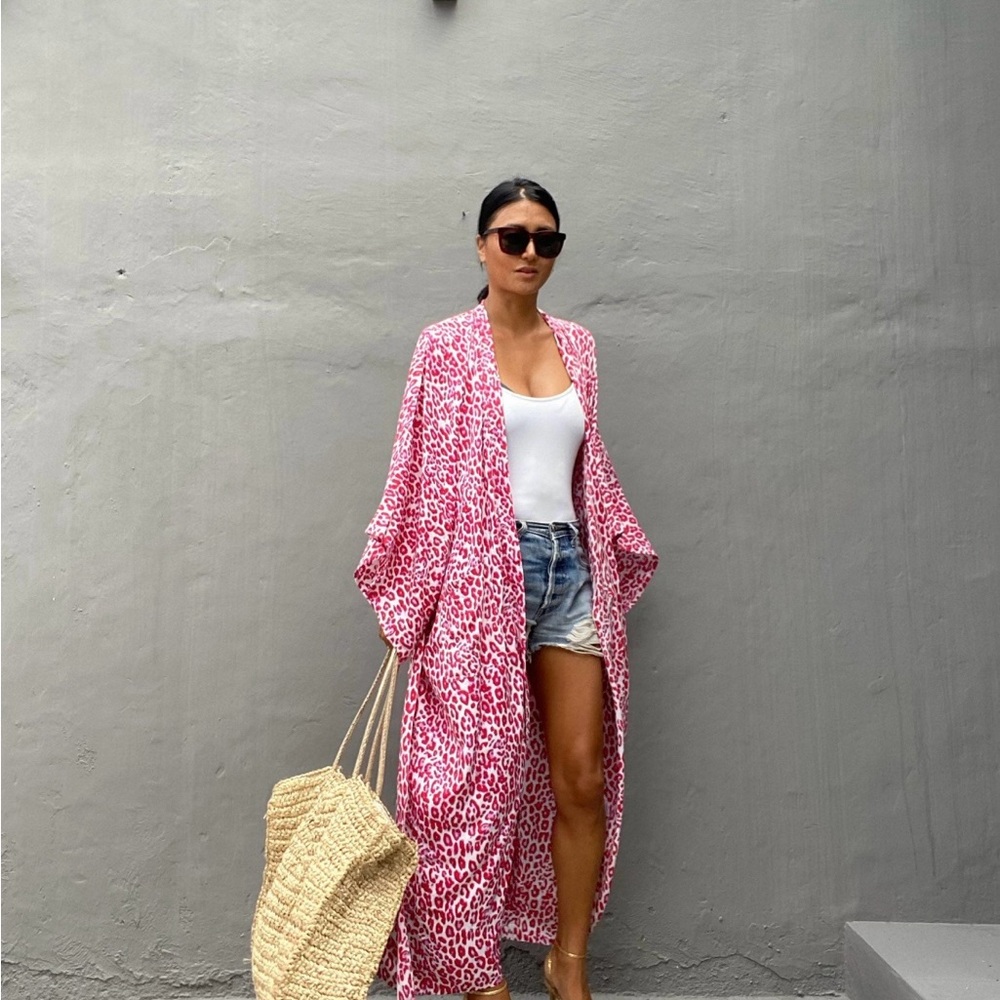 Leopard Print Kimono Robe - Picture 4 of 6